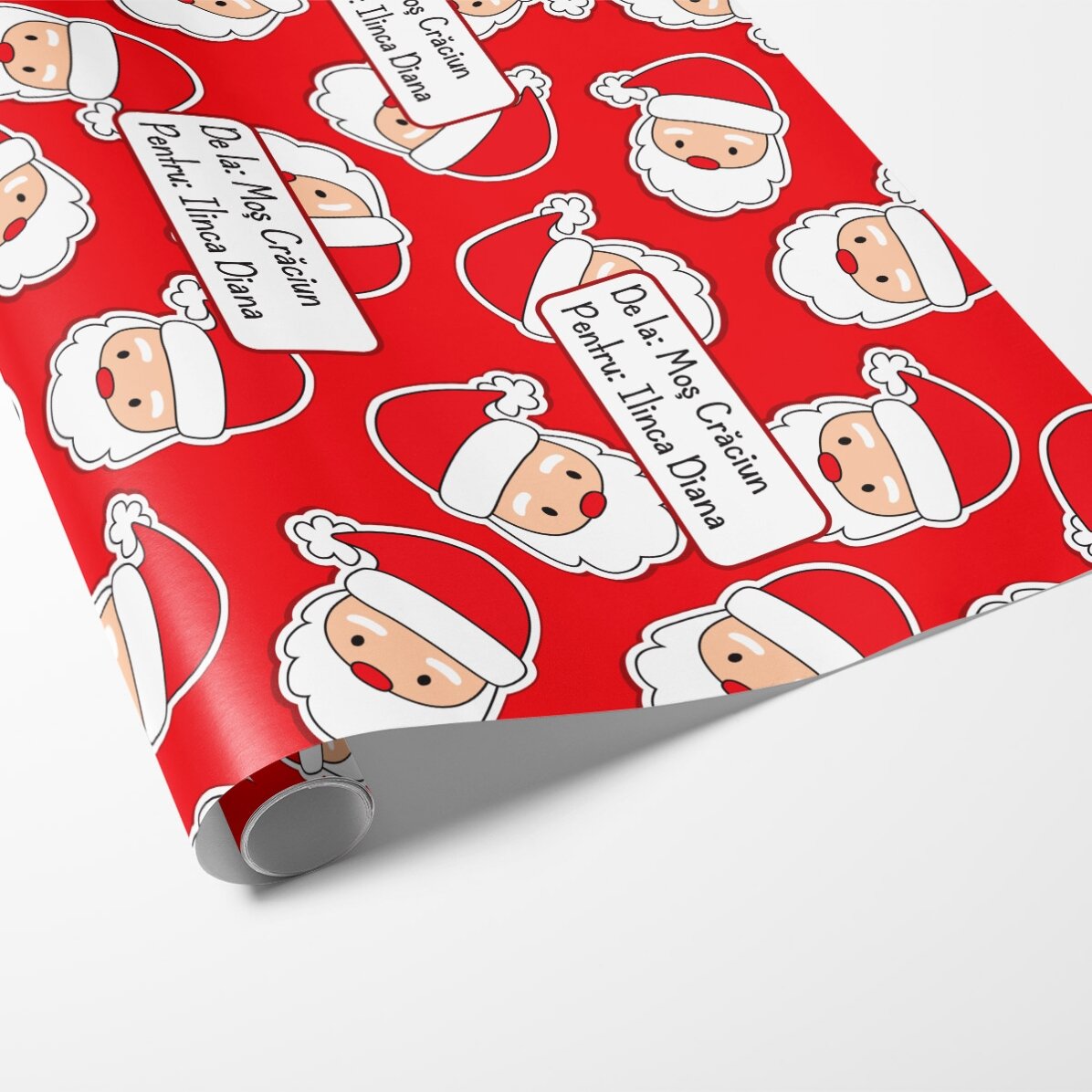 Hârtie de împachetat cadouri personalizată cu text - Santa