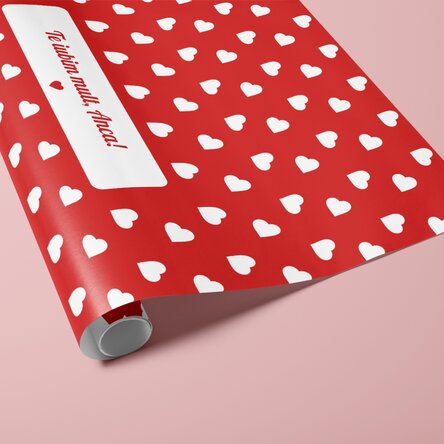 Hârtie de împachetat cadouri personalizată - model inimioare