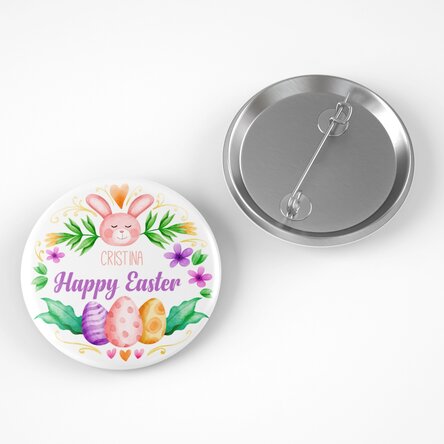 Insignă personalizată cu mesaj de Paște - Colorful easter