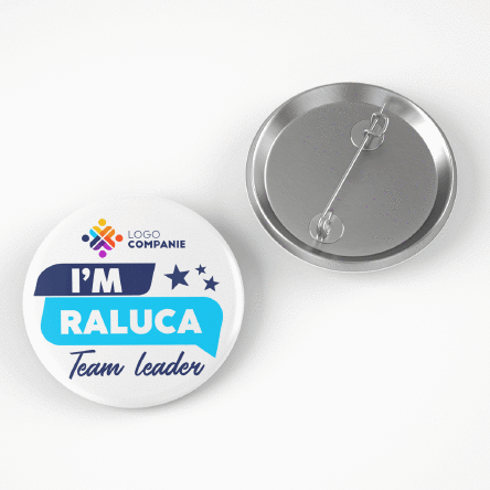 Insignă personalizată cu mesaj și logo - Team