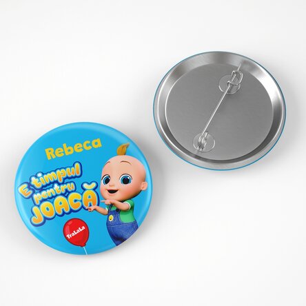 Insignă personalizată cu nume - E timpul pentru joacă cu Johny, TraLaLa