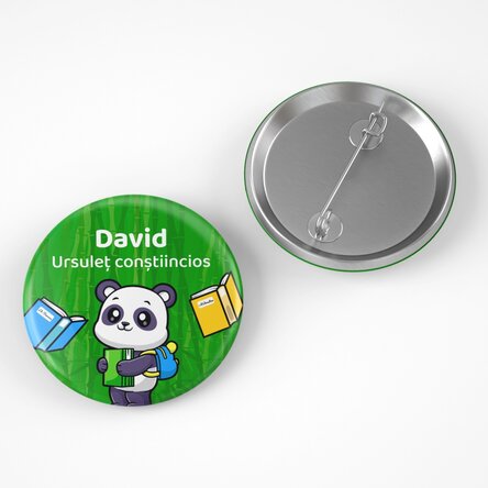 Insignă personalizată cu nume și text - Cute Panda