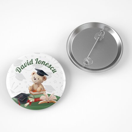 Insignă personalizată cu nume - Ursulețul absolvent