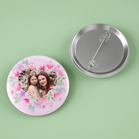 Insignă personalizată cu o poză - Pink flowers