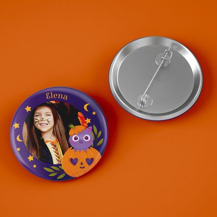 Insignă personalizată cu poză și nume - Halloween pumpkin