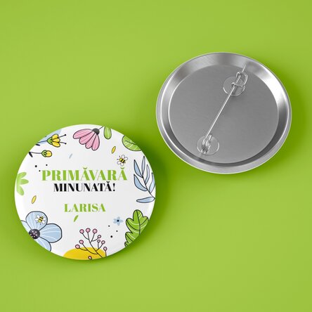 Insignă personalizată cu text - Doodle spring