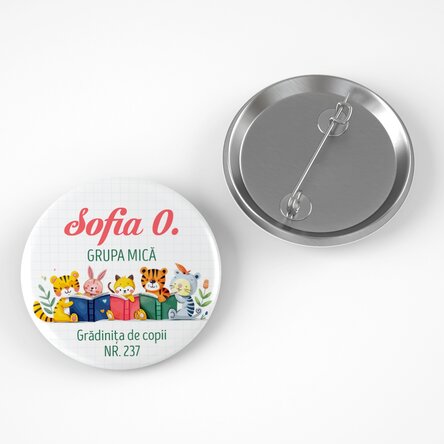 Insignă personalizată cu text pentru grădiniță