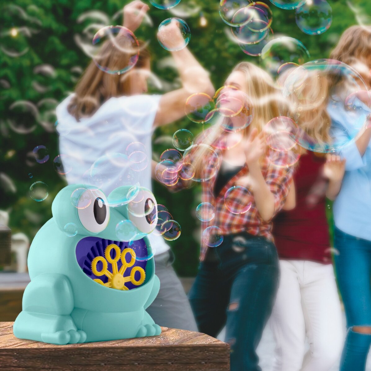 Jucărie broscuță cu difuzor de baloane 