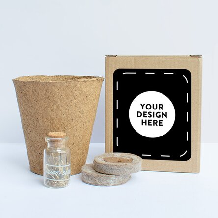 Kit de plantat flori în cutiuță personalizată cu grafica ta