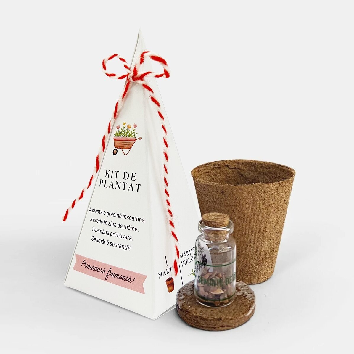 Kit de plantat flori - mărțișor personalizat cu mesaj - Flori 
