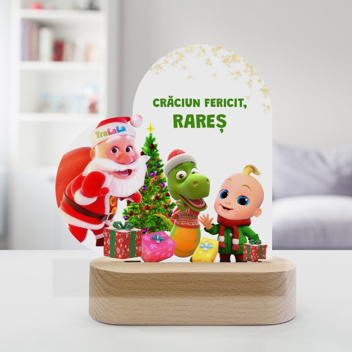 Lampă veghe LED inimă personalizată cu text - Crăciun cu TraLaLa