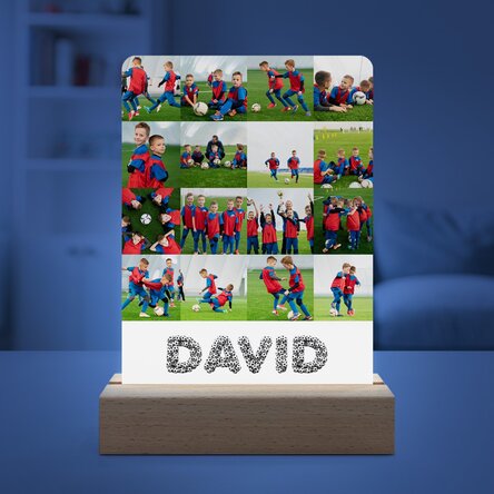 Lampă veghe LED personalizată cu 16 poze și nume - Fotbal 