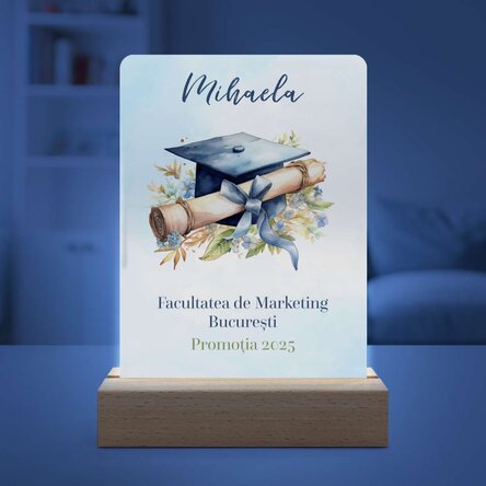 Lampă veghe LED personalizată cu mesaj - Absolvire