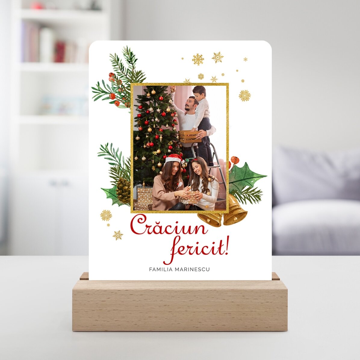 Lampă veghe LED personalizată cu o poză și text - Glitter Frame