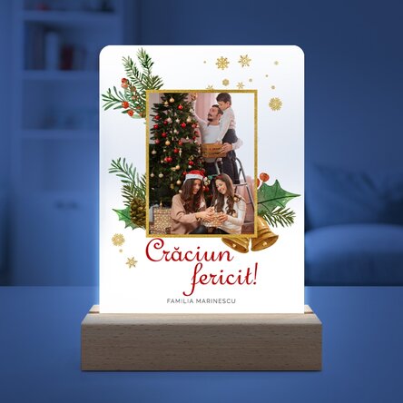 Lampă veghe LED personalizată cu o poză și text - Glitter Frame