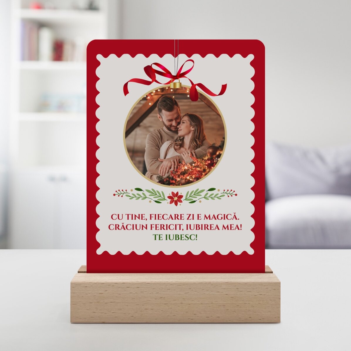 Lampă veghe LED personalizată cu poză și mesaj - Glob