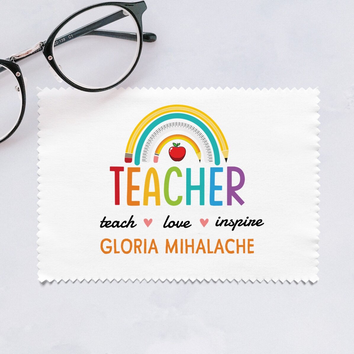 Lavetă pentru curățare ecrane, ochelari, personalizată cu mesaj - Teacher