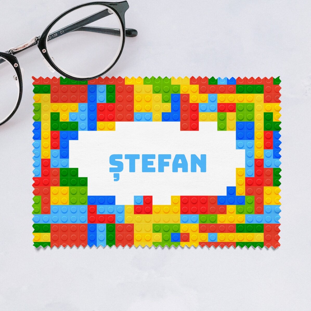 Lavetă pentru curățare ecrane, ochelari, personalizată cu nume - Lego