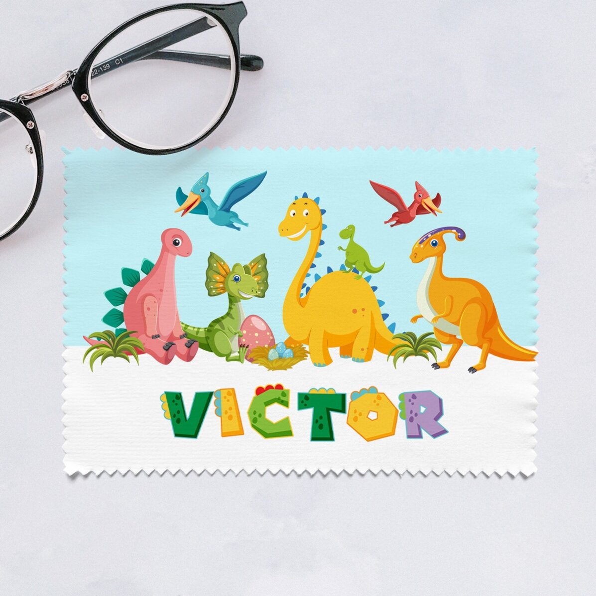 Lavetă personalizată pentru curățare ecrane/ochelari -Dino