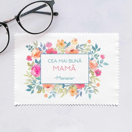 Lavetă personalizată pentru curățare ecrane/ochelari - Flowers