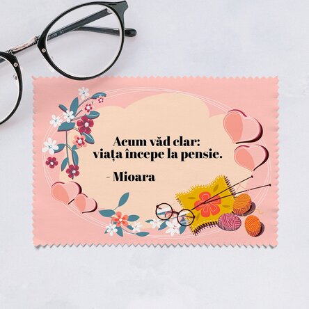 Lavetă personalizată pentru curățare ecrane/ochelari - La pensie