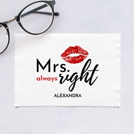 Lavetă personalizată pentru curățare ecrane/ochelari - Mrs. Always right