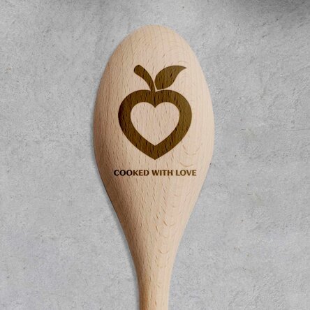 Lingură de lemn personalizată - Cooked with love