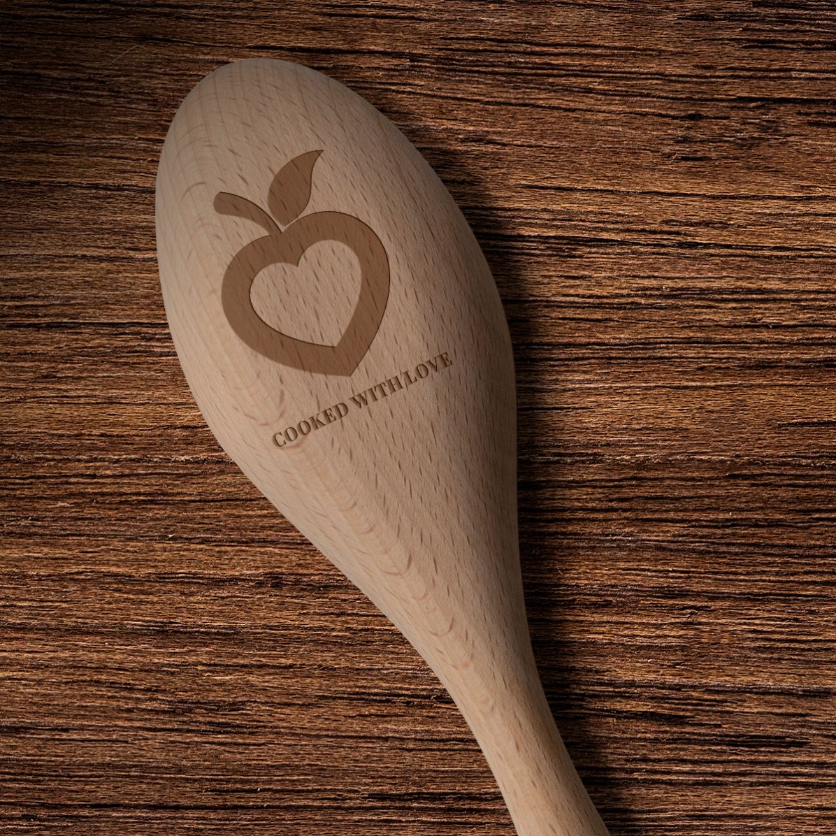 Lingură de lemn personalizată - Cooked with love