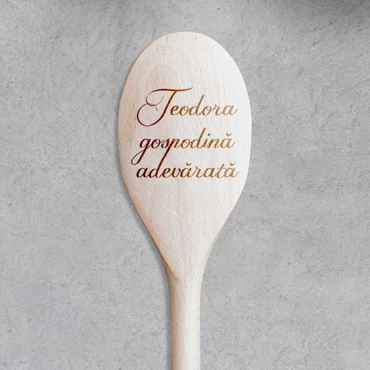 Lingură de lemn personalizată cu text - Gospodină