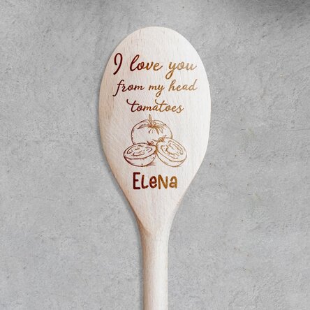 Lingură de lemn personalizată cu text -  Tomatoes