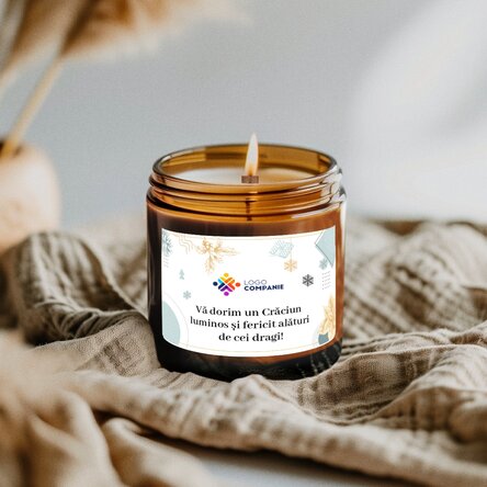 Lumânare mică parfumată personalizată cu logo și text - Minimalist