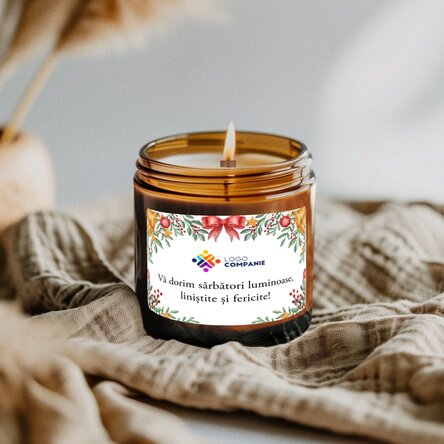 Lumânare mică parfumată personalizată cu logo și text