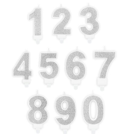 Lumânări pentru tort - Cifre argintii 7cm