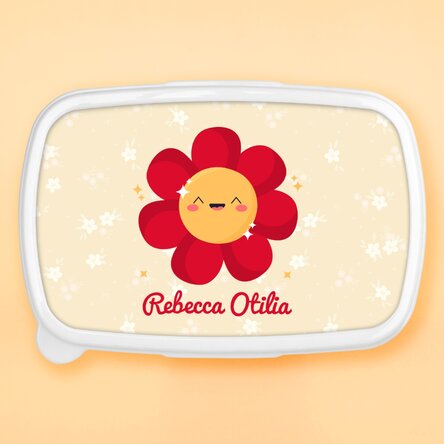 Lunch box, caserolă personalizat cu nume - Model floare colorată