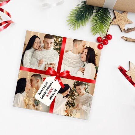 Magnet 10x10 personalizat cu 4 poze și mesaj - Cadoul perfect