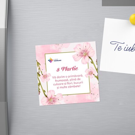 Magnet 10x10 personalizat cu logo și text - 8 Martie