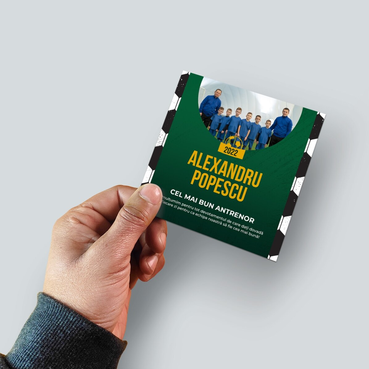 Magnet 10x10 personalizat cu poză și text - Fotbal
