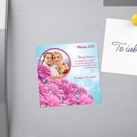 Magnet 10x10 personalizat cu poză și text - Primăvară roz