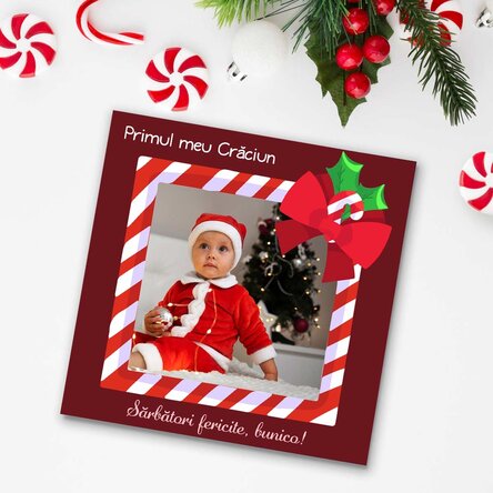Magnet 10x10 personalizat cu poză și text - Sărbători fericite!