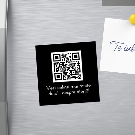 Magnet 10x10 personalizat cu text și cod QR
