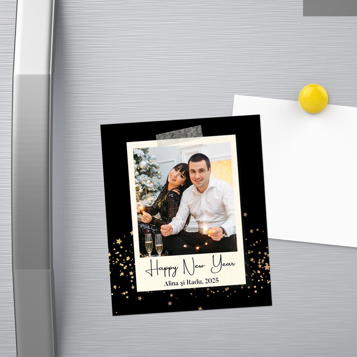 Magnet 10x12 cm personalizat cu o poză și mesaj - Happy new year
