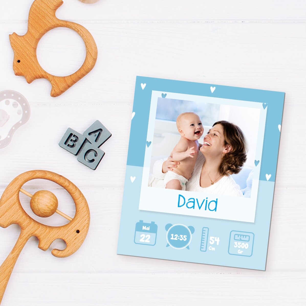 Magnet 10x12 cm personalizat cu o poză și text - Baby