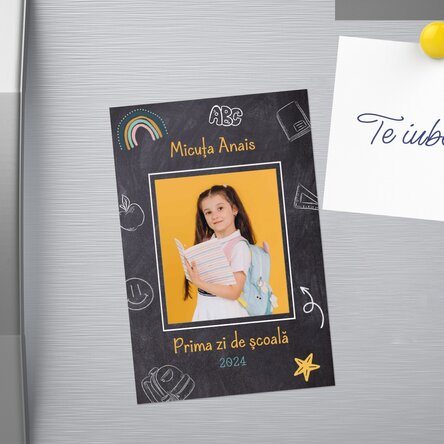 Magnet 10x15 cm personalizat cu o poză și text - School
