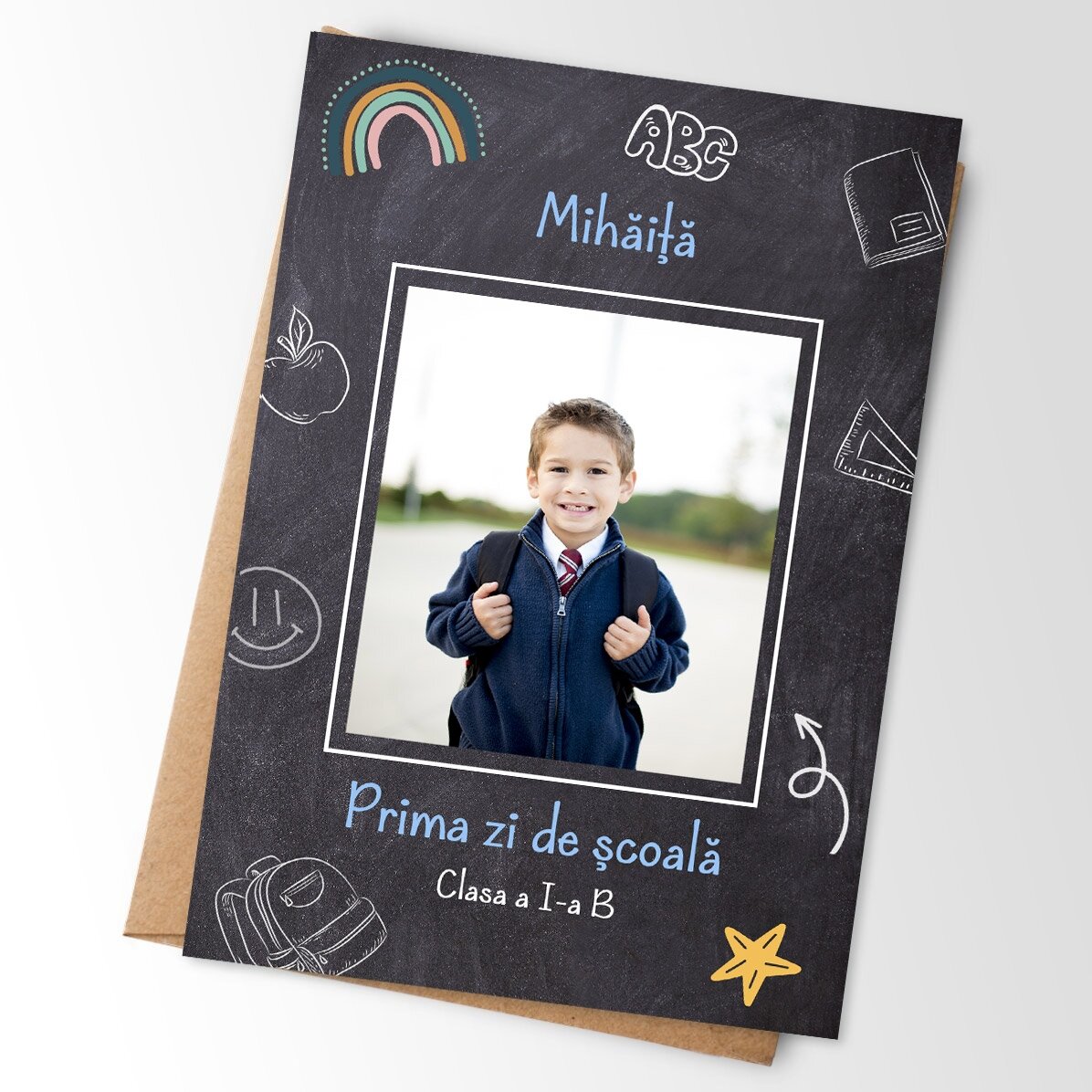 Magnet 10x15 cm personalizat cu o poză și text - School