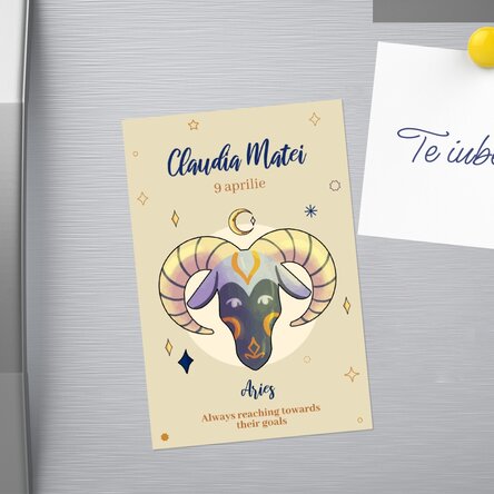 Magnet 10x15 cm personalizat cu text - Zodia Berbec