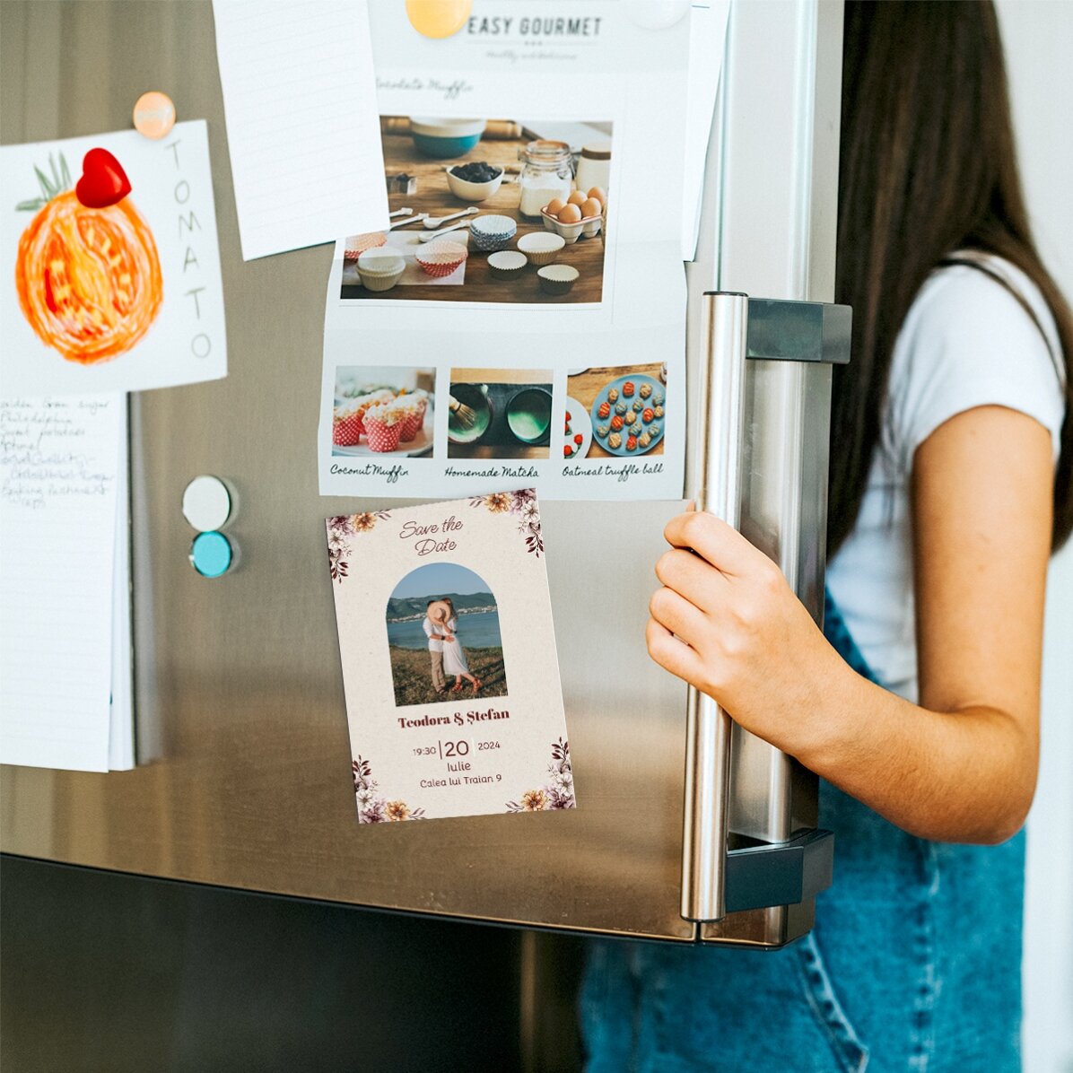 Magnet 10x15cm personalizat cu o poză și text - Save the Date