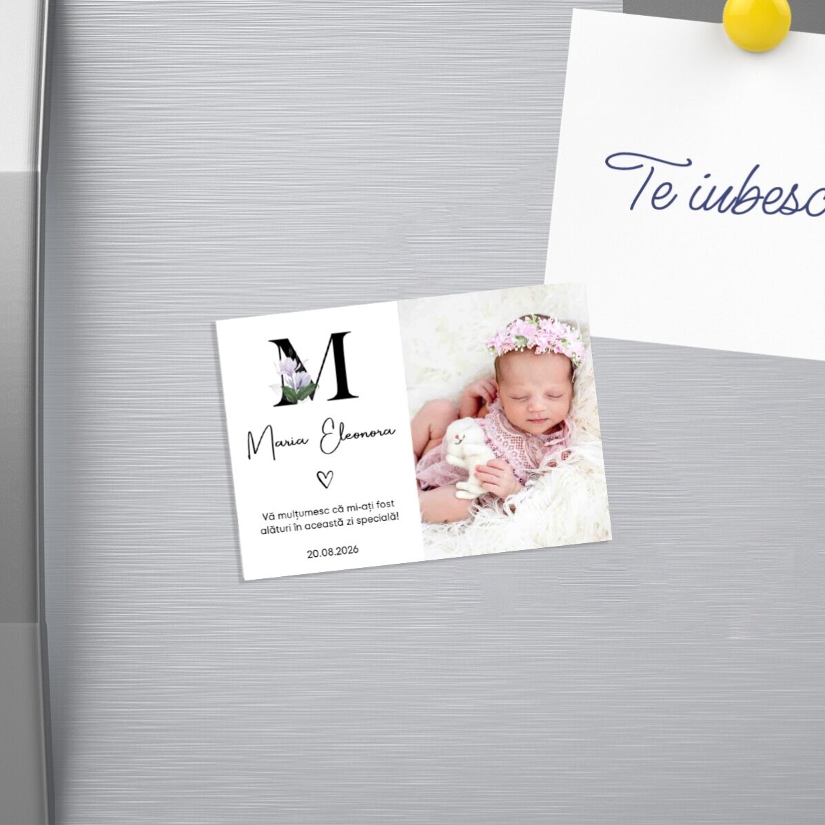 Magnet 10x7 cm personalizat cu o poză și text - Mărturie de botez