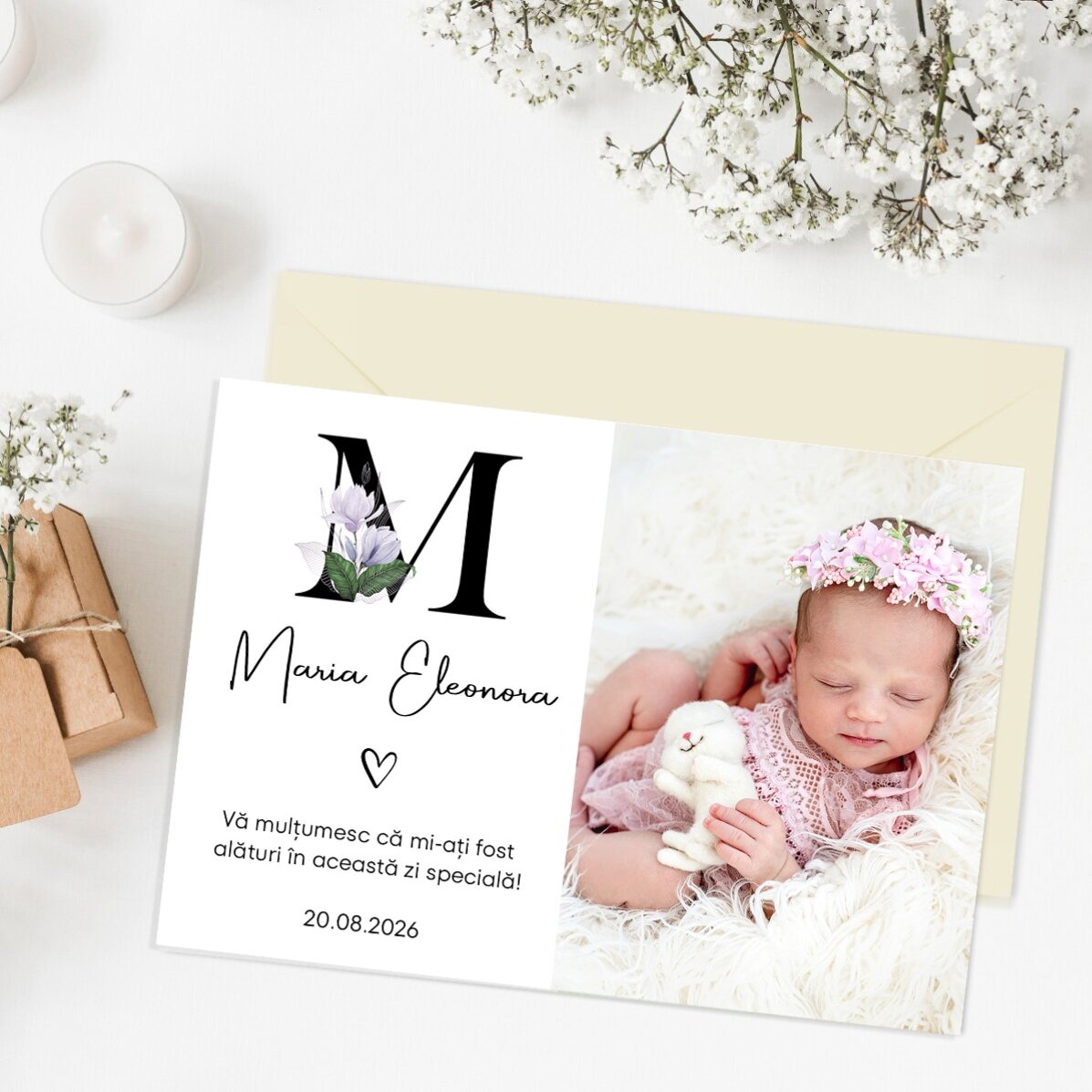 Magnet 10x7 cm personalizat cu o poză și text - Mărturie de botez