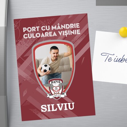 Magnet FC Rapid 13x18cm personalizat cu poză și mesaj