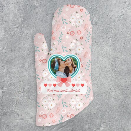 Mănușă de bucătărie personalizată cu poză și text - Cea mai bună mămică